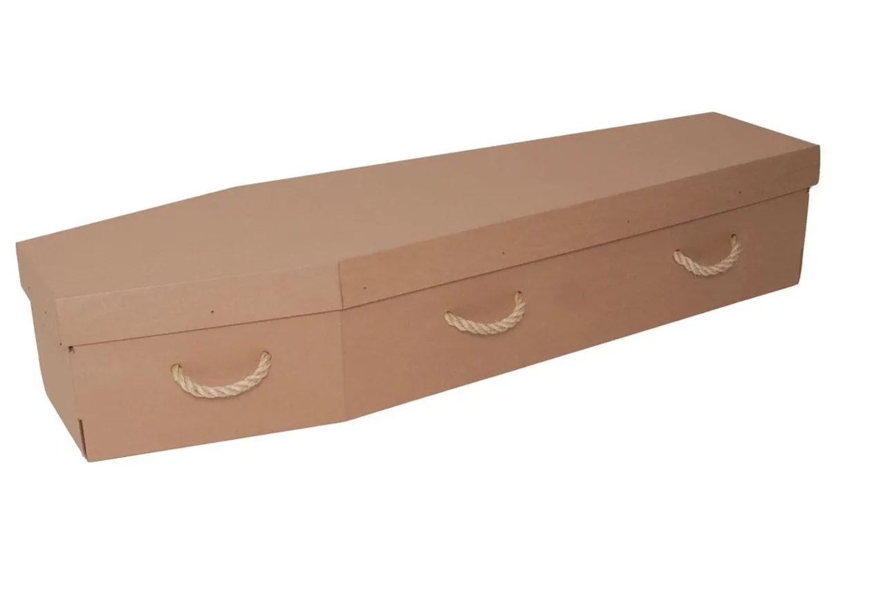Cardboard Coffin modern coffin supplied by Brunskill Family Funerals
