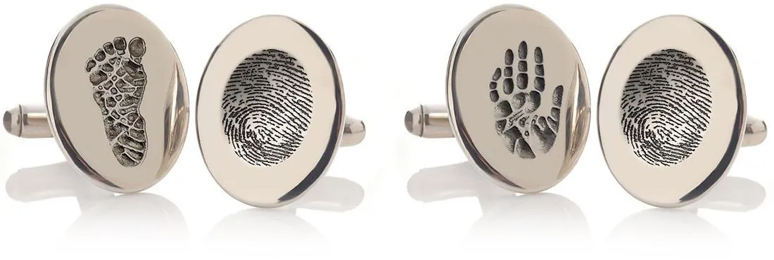 Silver fingerprint cufflinks from Recollections Jewellery via Brunskill Family Funerals