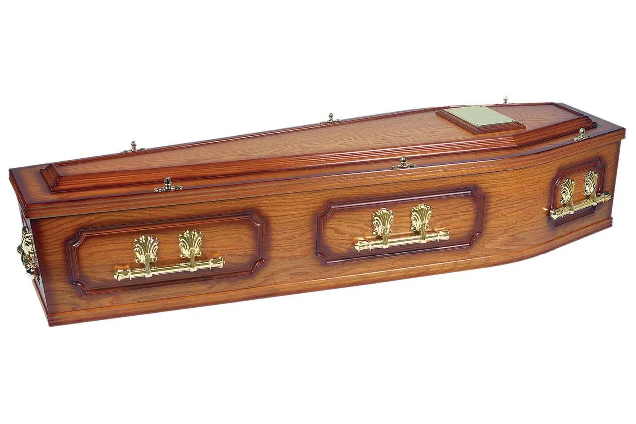 The Langdale traditional coffin supplied by Brunskill Family Funerals