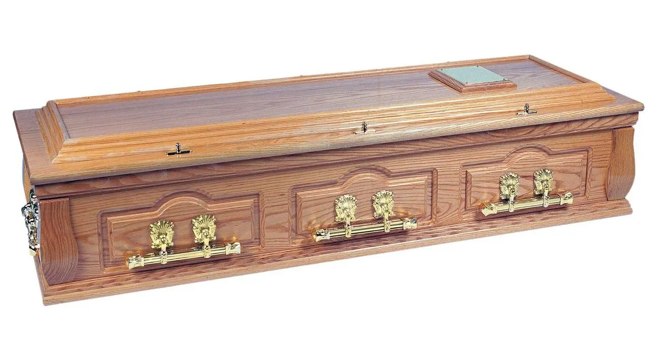The Ripon traditional coffin supplied by Brunskill Family Funerals