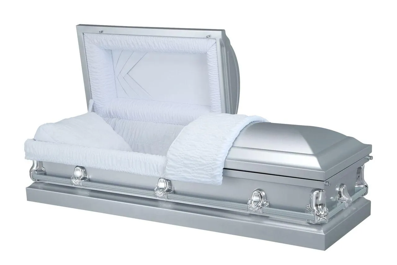 The Apollo Silver traditional coffin supplied by Brunskill Family Funerals