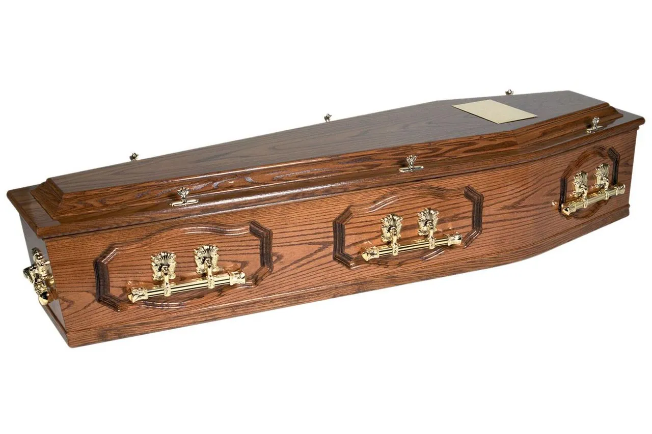 The Lindisfarne traditional coffin supplied by Brunskill Family Funerals